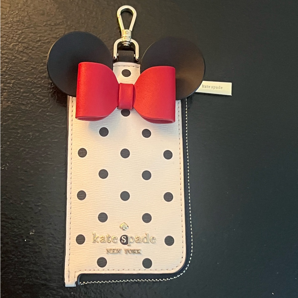 Kate Spade Minnie Mouse Polka Dot Keychain Wallet - Red, Black, and White